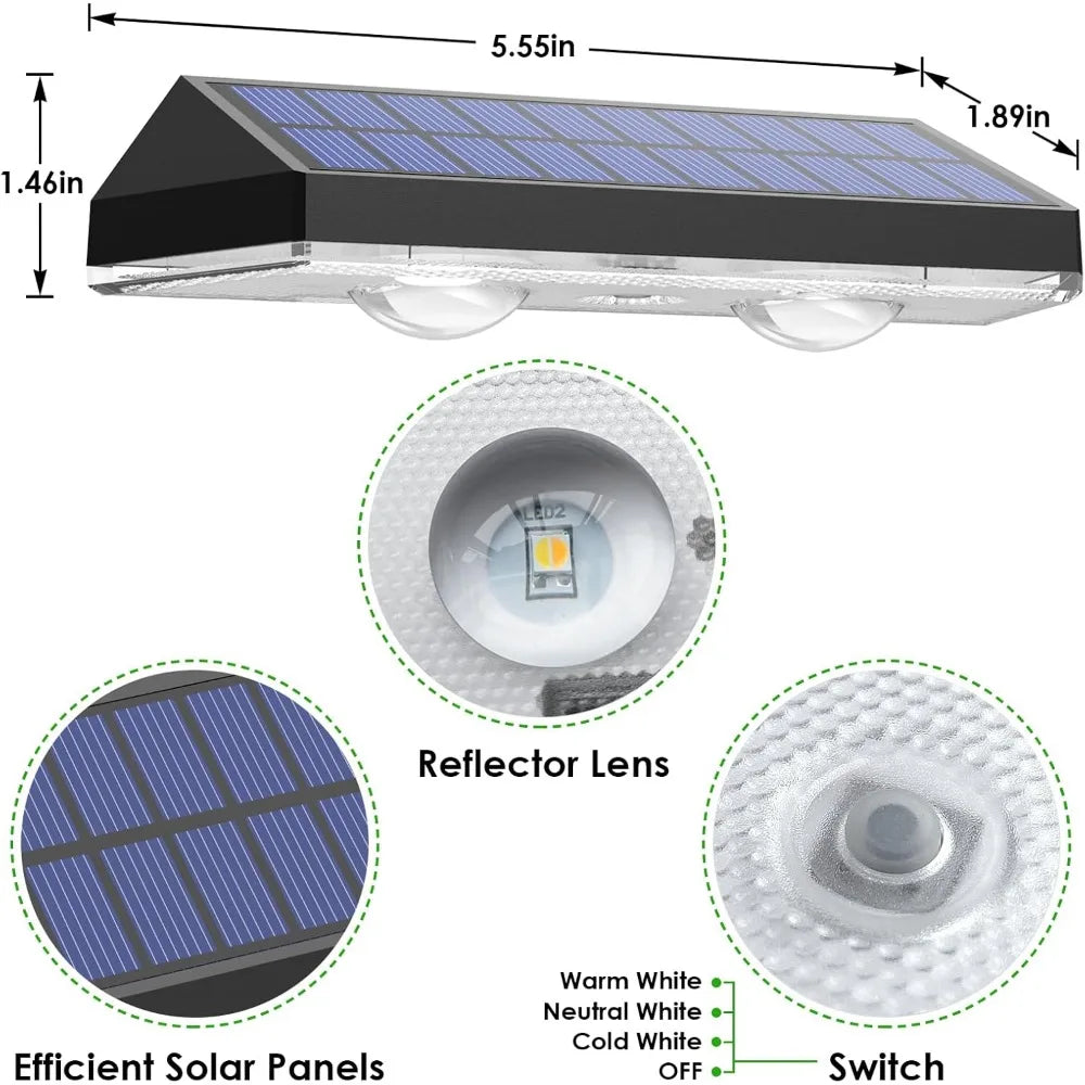 Solar Fence Lights Outdoor - 3 Mode, IP65 Waterproof Fence Solar Lights Outdoor, Solar Deck Lights for Outside (8 pack)