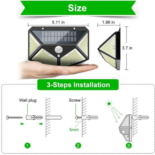 4X Solar Power PIR Motion Sensor Wall Lights LED Outdoor Garden Security Lamp