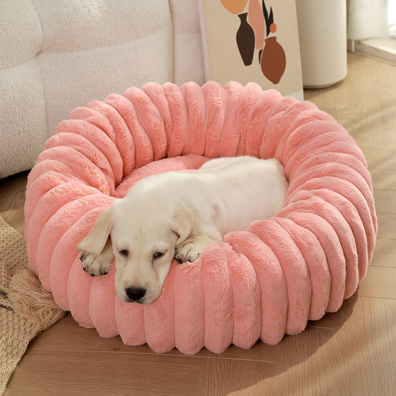 Pet Kennels Long Plush Round Cat Nest Winter Warm Dog Beds Kennel Super Soft Dogs Mat Sofa Pet Deep Sleeping SuppliesPet Products