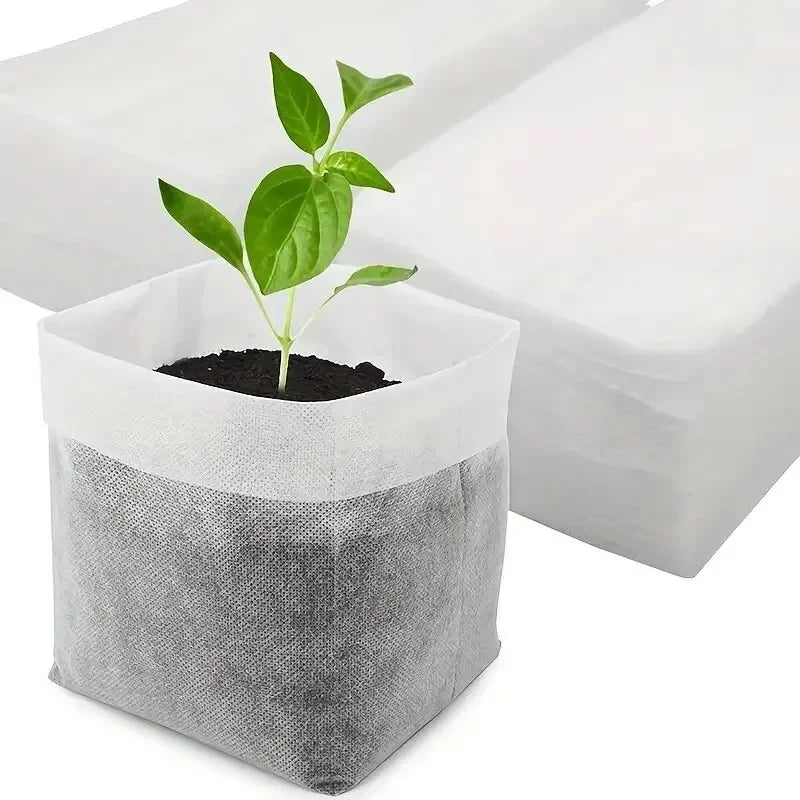 8x10cm 100pcs Biodegradable Seed Nursery Bags, Non-Woven Plants GrowBags, Fabric Seedling Pots Plants Pouch, Home Garden Supply