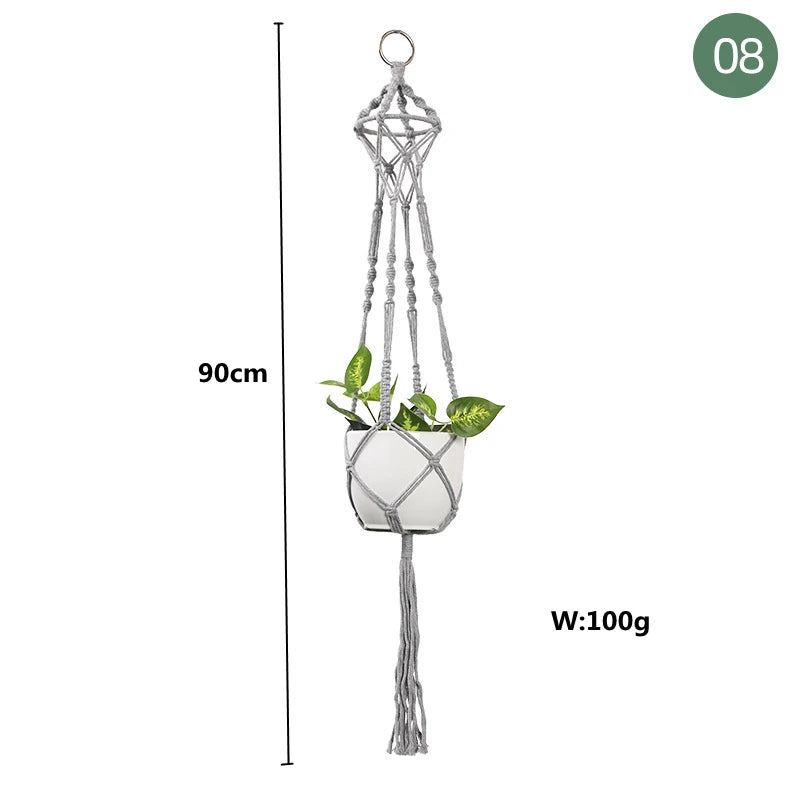 Macrame handmade plant hanger baskets flower pots holder balcony hanging decoration knotted lifting rope home garden supplies