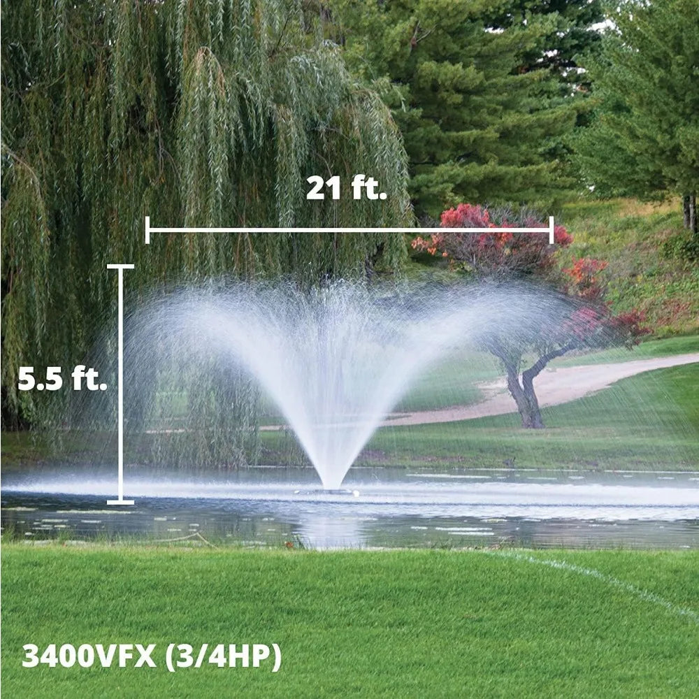 Series Aerating Pond Fountain with LED Lights (LED3C11) - 3/4 HP 120V Single Phase with 100ft Power Cord | Beautiful Display