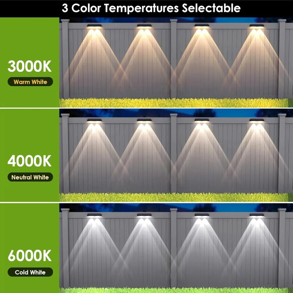 Solar Fence Lights Outdoor - 3 Mode, IP65 Waterproof Fence Solar Lights Outdoor, Solar Deck Lights for Outside (8 pack)