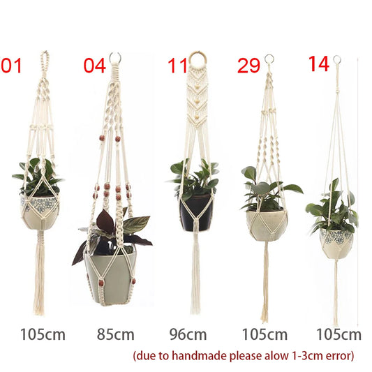 100% Handmade Macrame Plant Hanger Flower Pot Baskets Hanging Net Cotton for Home Wall Decoration Vertical Garden Tools D3