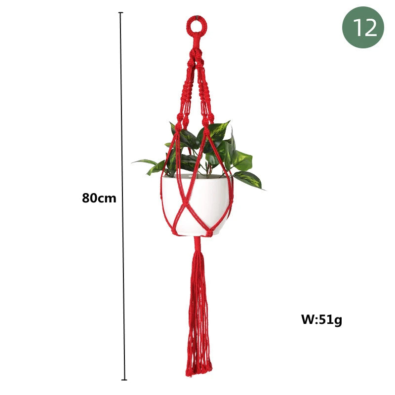 Macrame handmade plant hanger baskets flower pots holder balcony hanging decoration knotted lifting rope home garden supplies