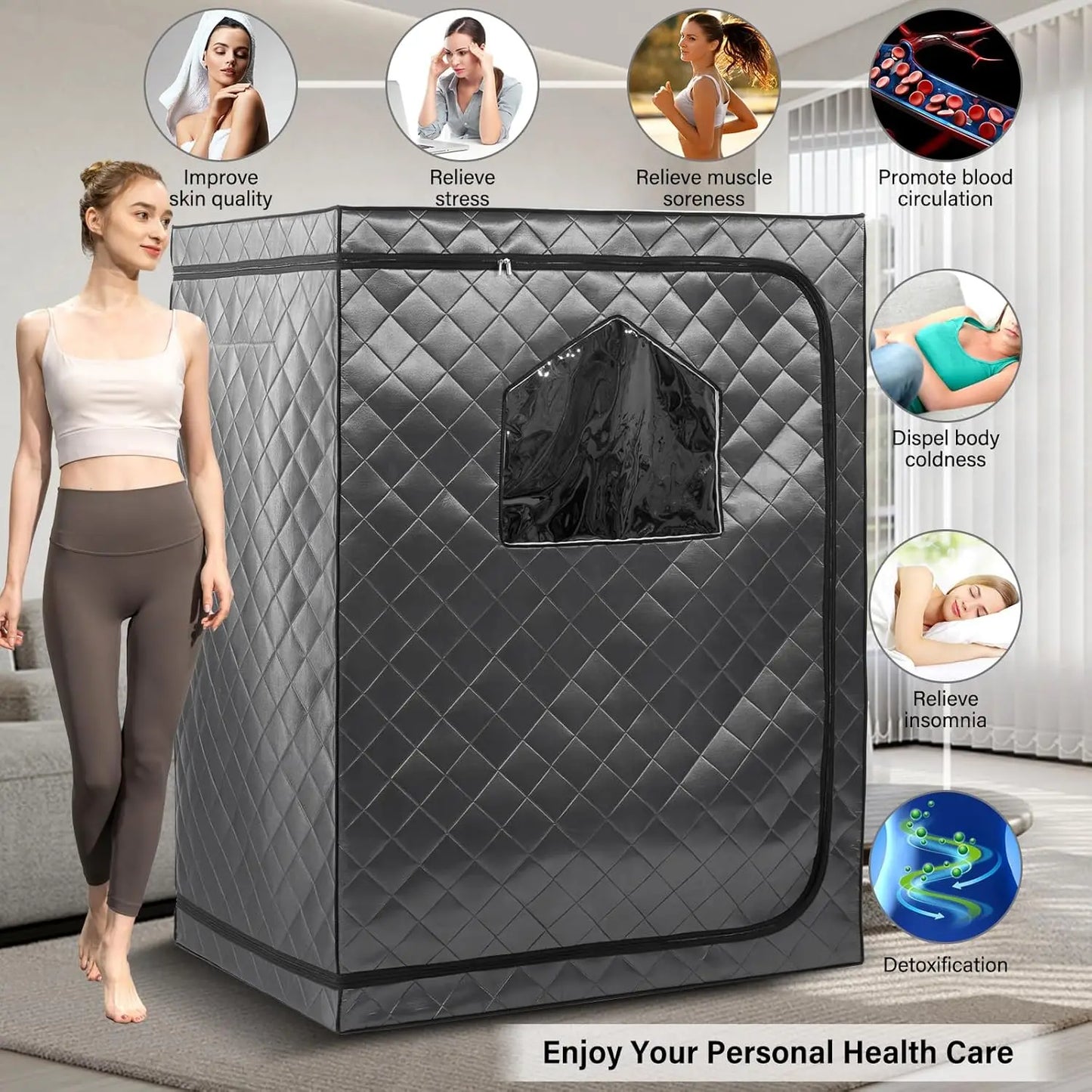 2 Person Sauna Tent, at Home Sauna for Weightloss, Portable Infrared Sauna