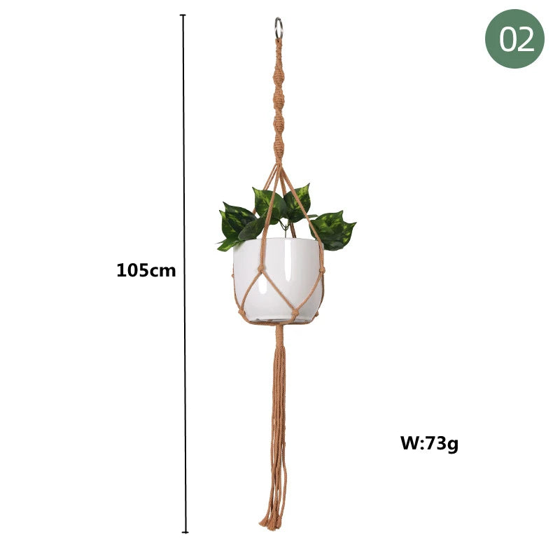 Macrame handmade plant hanger baskets flower pots holder balcony hanging decoration knotted lifting rope home garden supplies