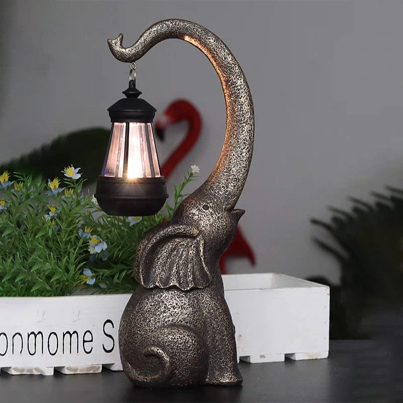 Outdoor Solar Elephant Lamp Resin Creative Crafts Animal Statue Decoration Garden Courtyard Decoration Good Luck Garden Gifts