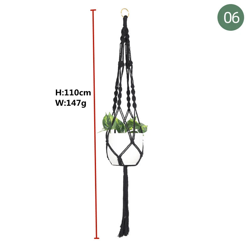 Macrame handmade plant hanger baskets flower pots holder balcony hanging decoration knotted lifting rope home garden supplies