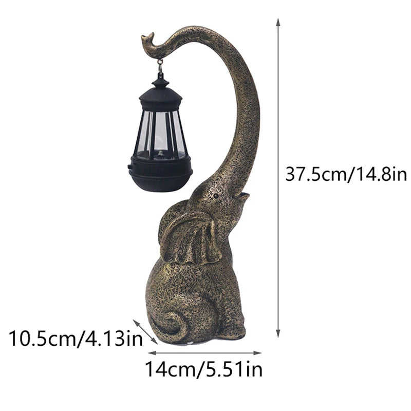 Outdoor Solar Elephant Lamp Resin Creative Crafts Animal Statue Decoration Garden Courtyard Decoration Good Luck Garden Gifts