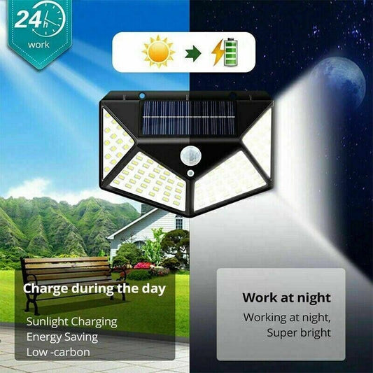 4X Solar Power PIR Motion Sensor Wall Lights LED Outdoor Garden Security Lamp