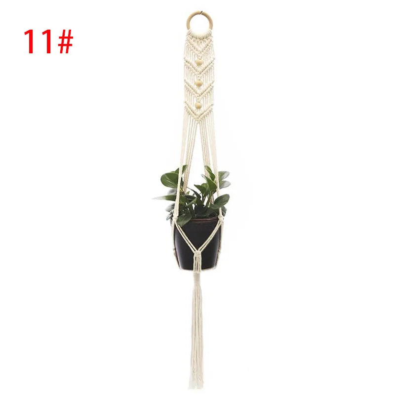 100% Handmade Macrame Plant Hanger Flower Pot Baskets Hanging Net Cotton for Home Wall Decoration Vertical Garden Tools D3