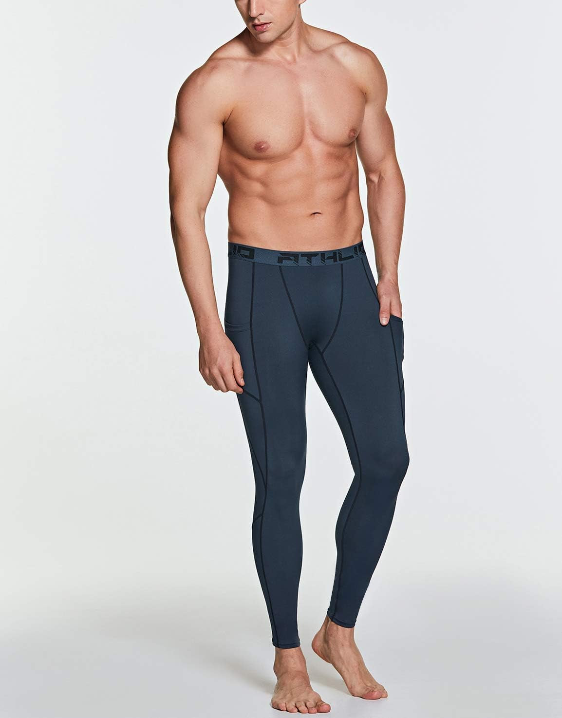 Men'S Compression Pants Running Tights Workout Leggings, Cool Dry Technical Sports Baselayer