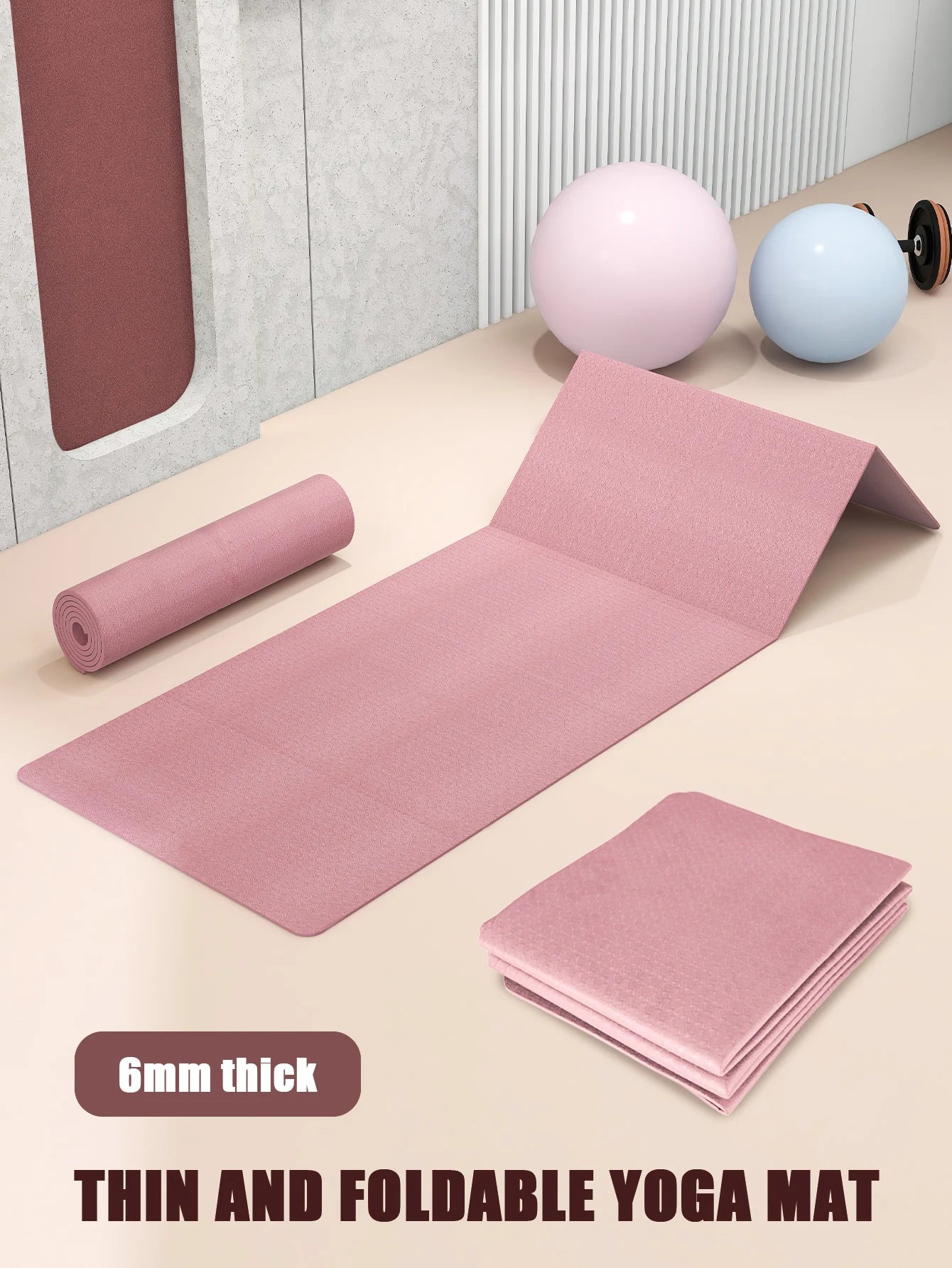 1pc 4mm Tpe Folding And Portable Yoga Mat With Dual-Sided Non-Slip Surface For Fitness