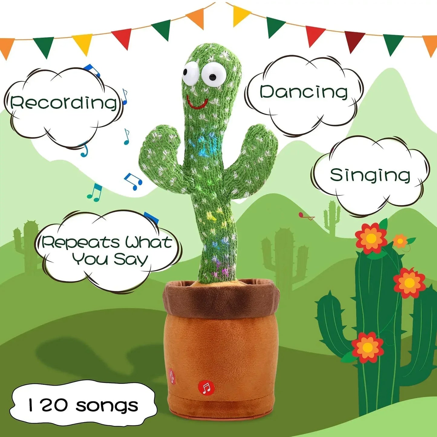 1pc Electronic Plush Toy Home Decoration for Children Xmas Gifts Dancing Talking Cactus Toys for Baby Boys and Girls