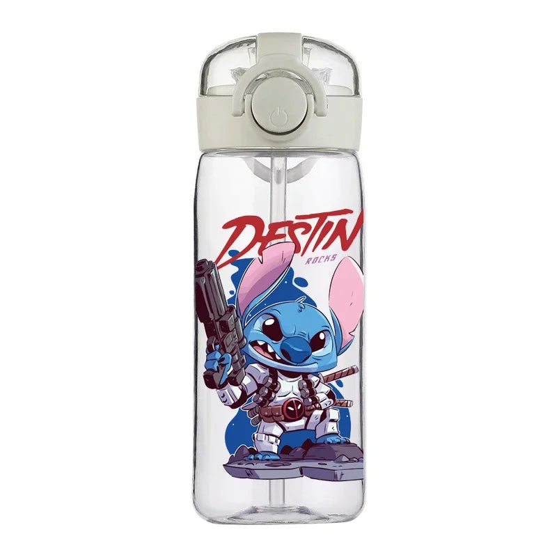 Disney Stitch Cup Clear Brand High Quality Water Bottle Outdoor Sport Leak Proof Cute Plastic School Water Bottle for Kids 400ML