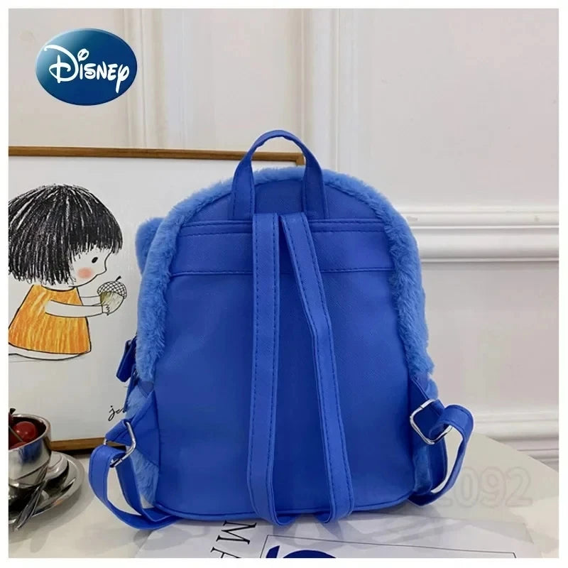 New Disney Plush Backpack Ins Japanese Blue Stitch Funny Cartoon Large-Capacity Student Backpack Kindergarten Bag Child Gift