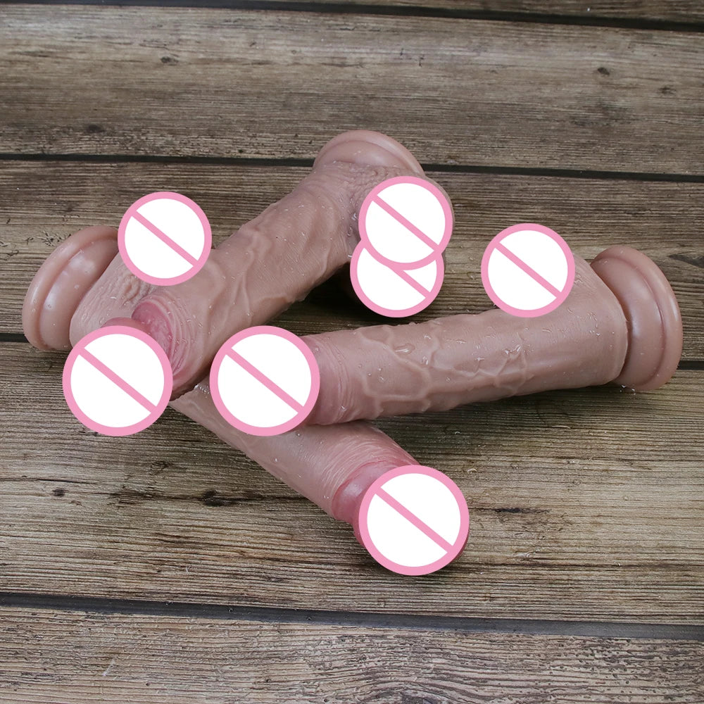 Soft Dildo Realistic Penis Adult Sexy Toys for Woman Men Vagina Anal Massage stimulator Silicone Layer Dildo with Suction Cup