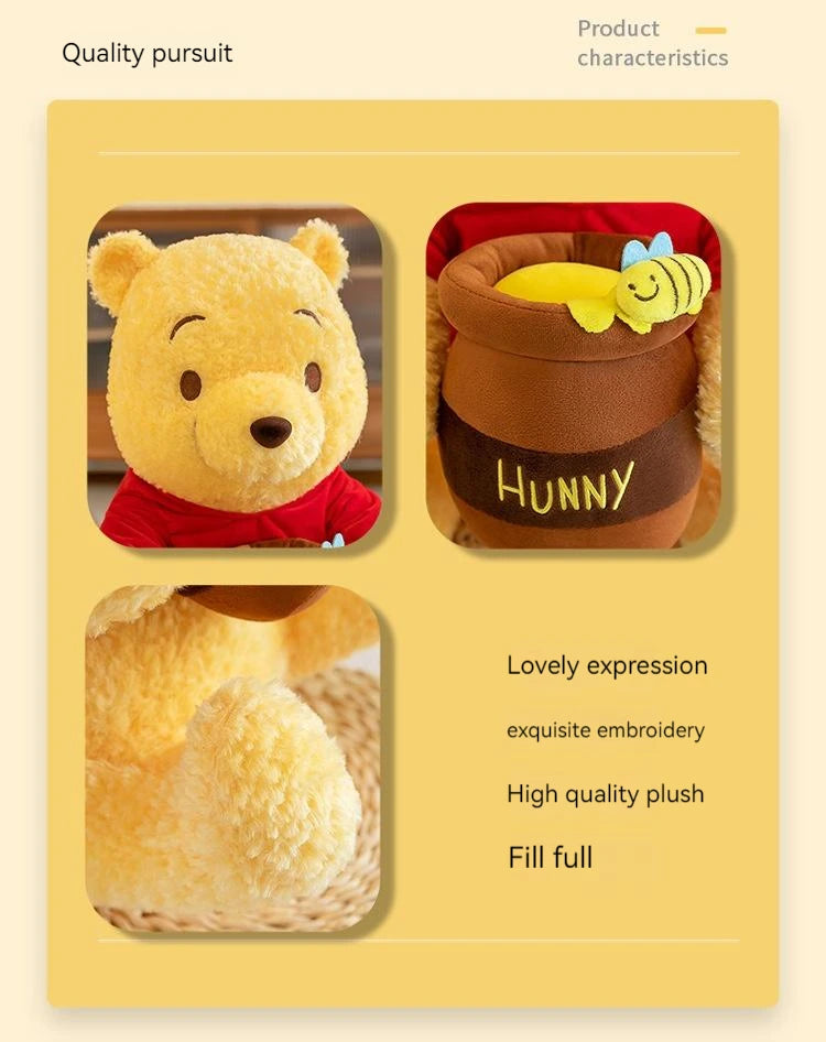 35-55cm Anime Disney Honey Jar Winnie The Pooh Soft Plush Toys Pooh Bear Stuffed Animal Dolls Children Kids Kawaii Birthday Gift