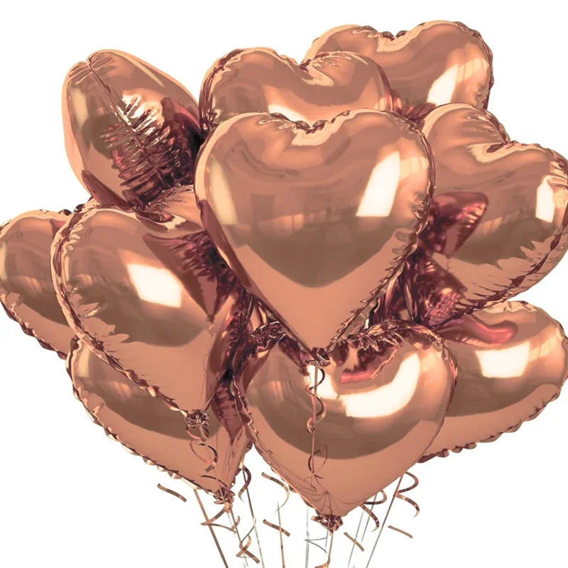 60-5PCS Red Heart Foil Balloons Inflatable Helium Balloon DIY Birthday Party Ornaments For Valentine's Day Wedding Party Gifts