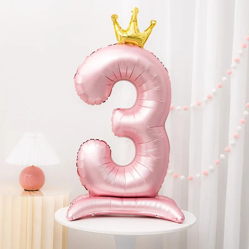 42inch Crown Decor Pink Aluminum Foil Digital Balloon Number Balloon For Birthday Party Decoration Supplies Girls Birthday Favor