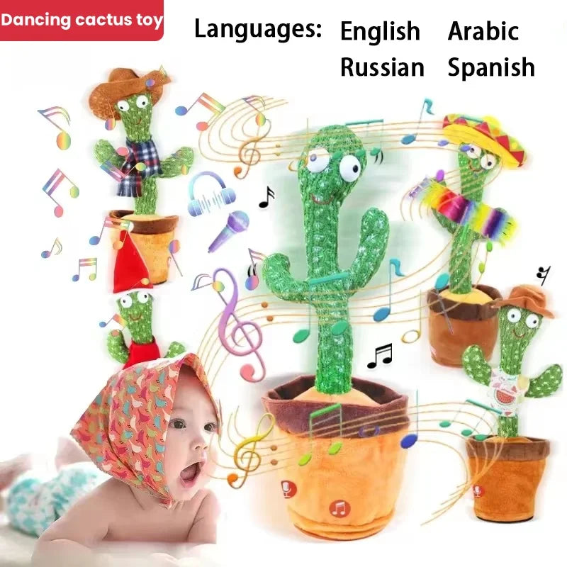 Kids Dancing Talking Cactus Toys Interactive Talking Sunny Cactus Electronic Plush Toy Home Decoration for Children Xmas Gifts