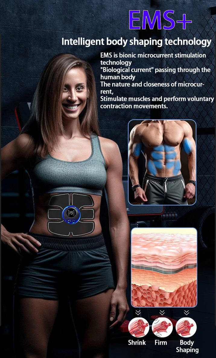 EMS Fitness Abdominal Massage Stimulator Abdominal Muscle Trainer Vibration Body Slimming Machine Abdominal Muscle Patch