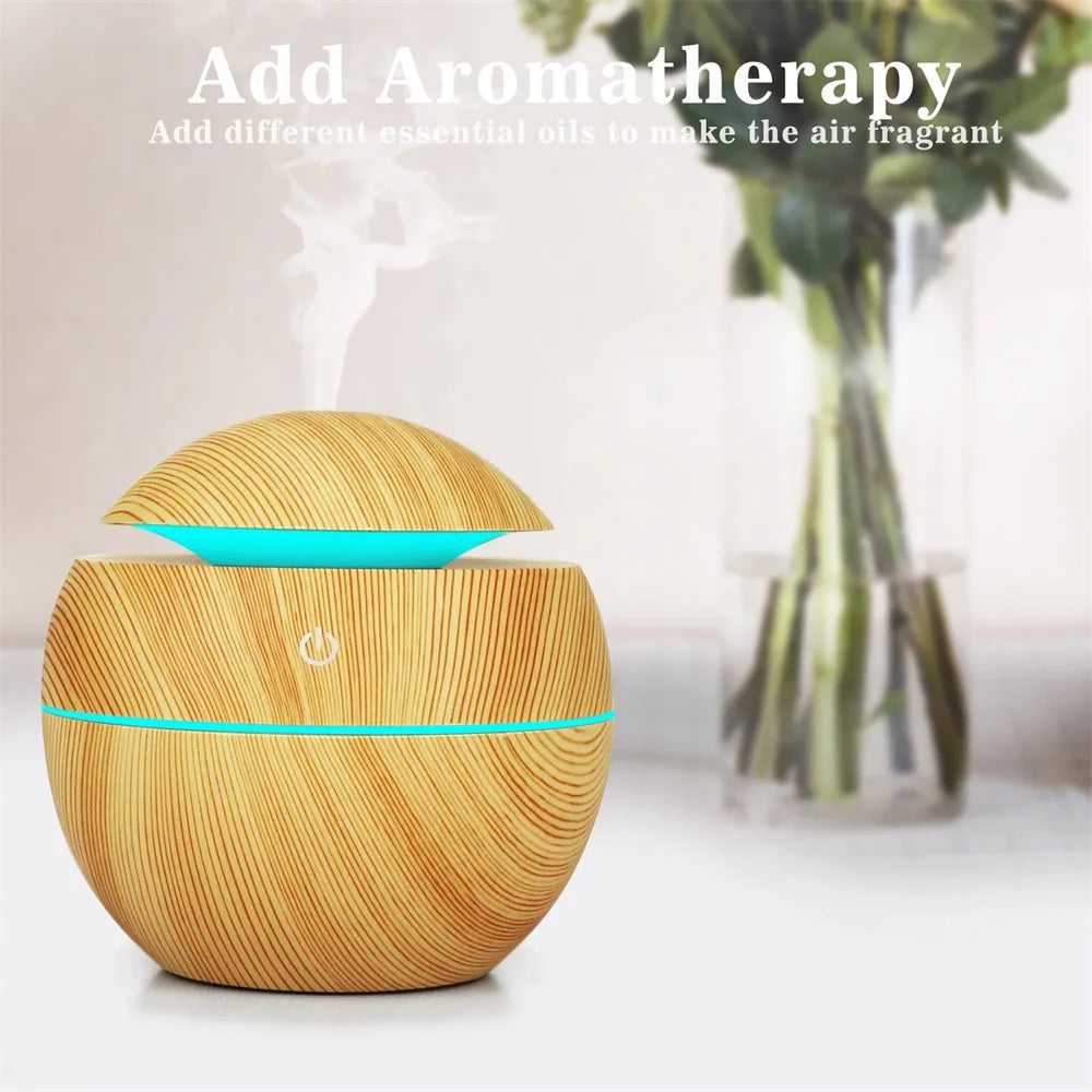 Humidifier Electric Air Aroma Diffuser Wood Ultrasonic Air Humidifier Essential Oil Aromatherapy Cool Mist Maker for Bedroom