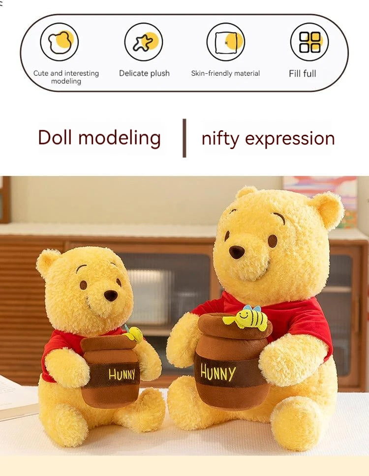 35-55cm Anime Disney Honey Jar Winnie The Pooh Soft Plush Toys Pooh Bear Stuffed Animal Dolls Children Kids Kawaii Birthday Gift