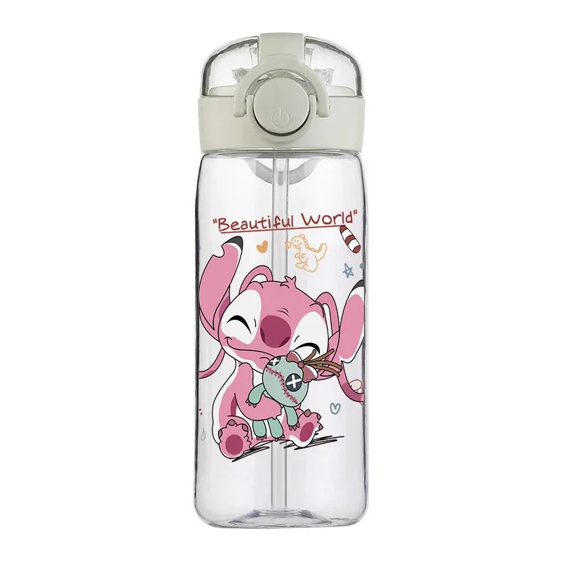 Disney Stitch Cup Clear Brand High Quality Water Bottle Outdoor Sport Leak Proof Cute Plastic School Water Bottle for Kids 400ML