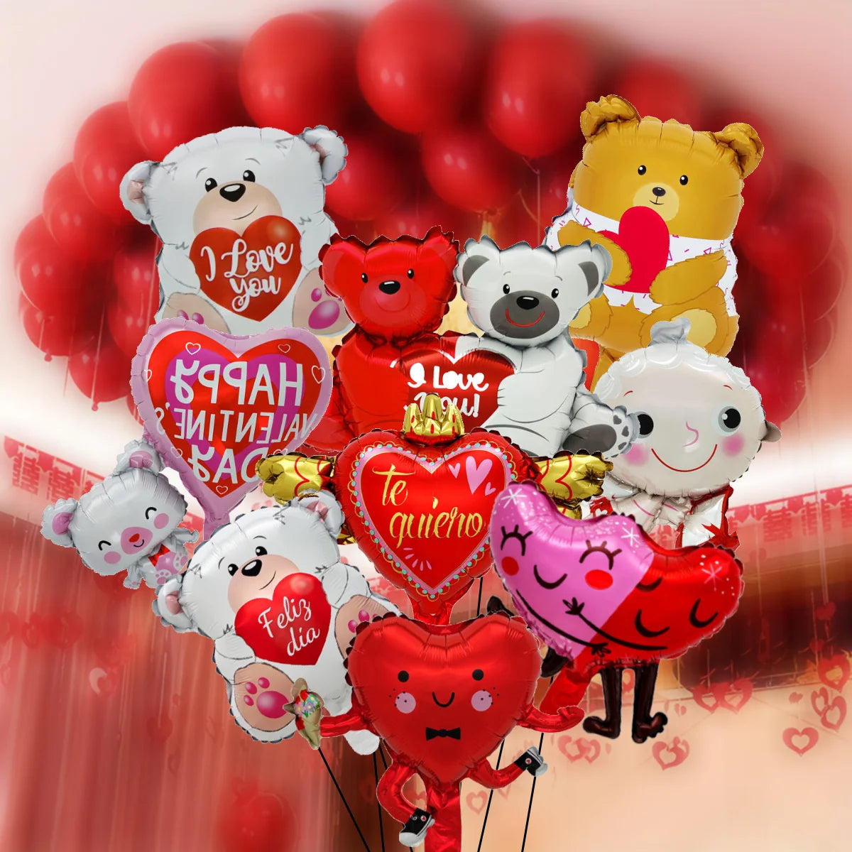 10pcs Valentine's Day Mini Balloon Bear Love Mini Balloon Valentine's Day Birthday Wedding Party Decoration