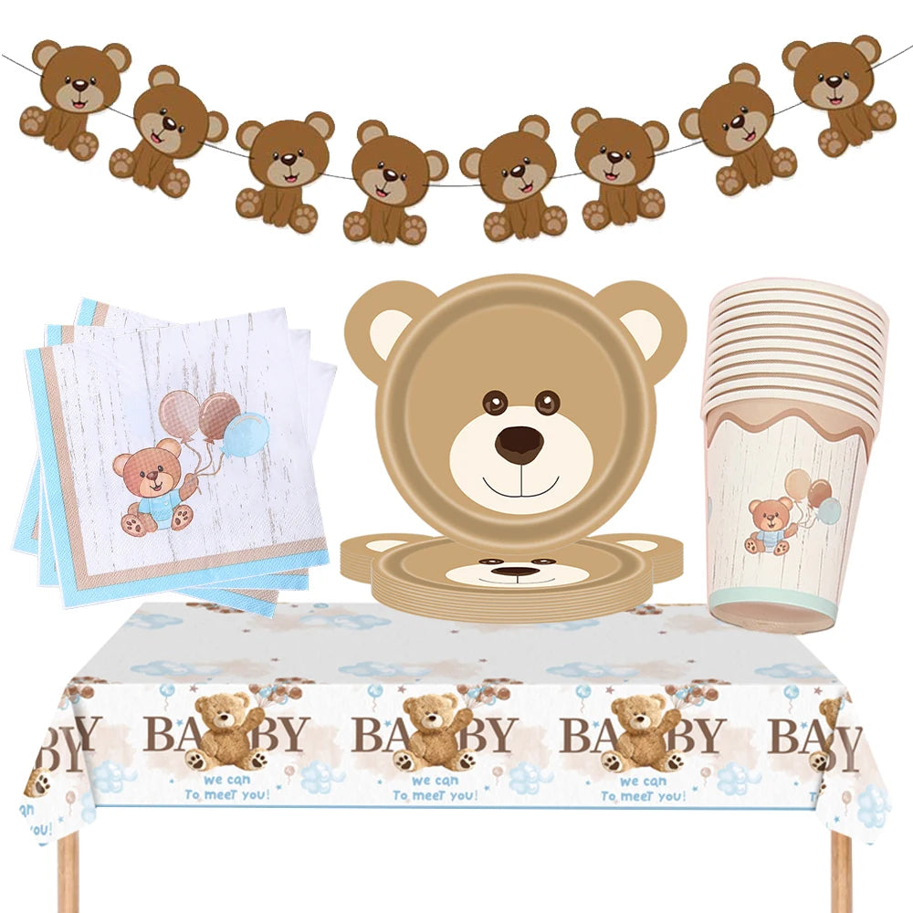 Coffee Brown Teddy Bear Balloon Number Heart Balloon set kids girls Birthday Party Decor balloon wedding Baby Shower party decor