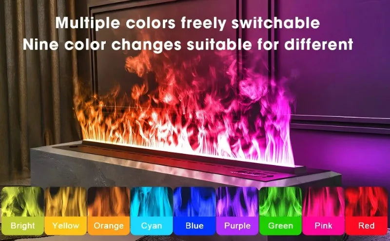 3D Atomizing Fireplace For Living Room Multi-color Fake Flame Electronic Fireplace Home Remote Control Water Steam Fireplace