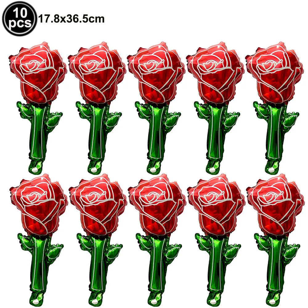 Large Valentine's Day Red Rose Balloons Rose Flower Shape Foil Balloons Mother's Day Valentine's Day Gift Decorations Balloon