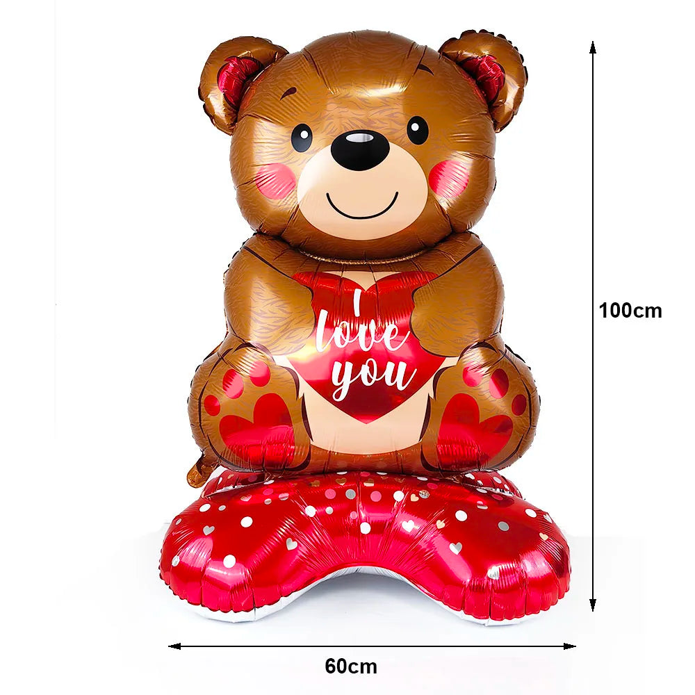 Valentine's Day Balloon Decorations Large Rose Balloon Bear 18inch Heart Foil Balloons for Engagements Weddings Anniversaries