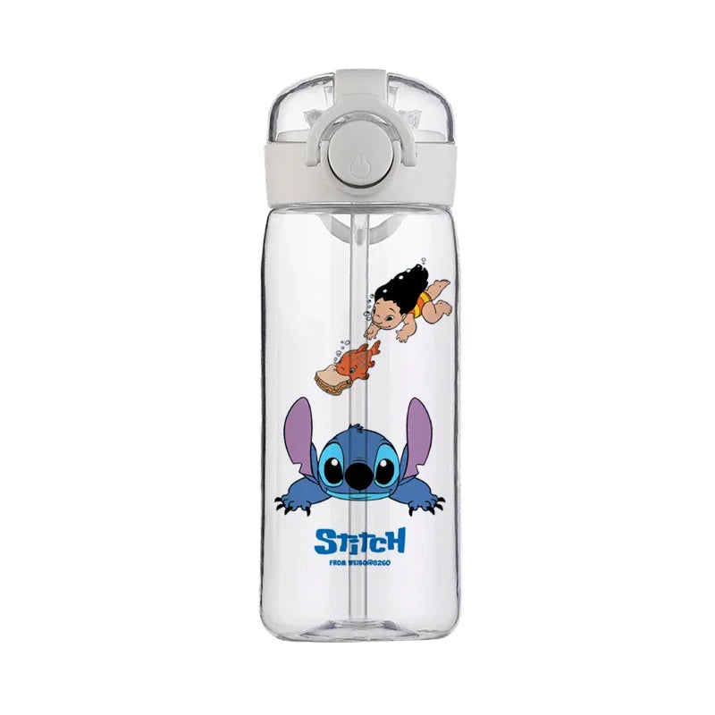 Disney Stitch Cup Clear Brand High Quality Water Bottle Outdoor Sport Leak Proof Cute Plastic School Water Bottle for Kids 400ML