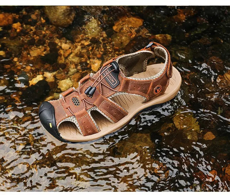 Genuine Leather Men Sandals Summer Men's Shoes Outdoor Water Shoes Leather Sandals For Men