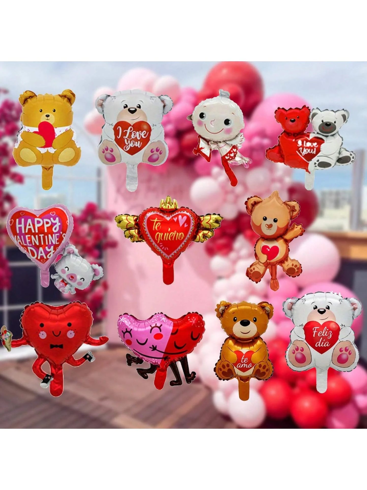 10pcs Valentine's Day Mini Balloon Bear Love Mini Balloon Valentine's Day Birthday Wedding Party Decoration