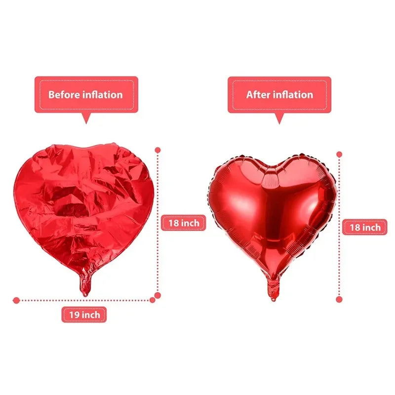 60-5PCS Red Heart Foil Balloons Inflatable Helium Balloon DIY Birthday Party Ornaments For Valentine's Day Wedding Party Gifts