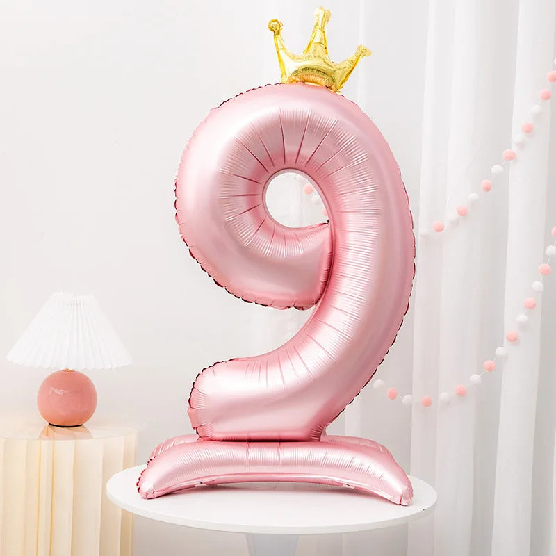 42inch Crown Decor Pink Aluminum Foil Digital Balloon Number Balloon For Birthday Party Decoration Supplies Girls Birthday Favor