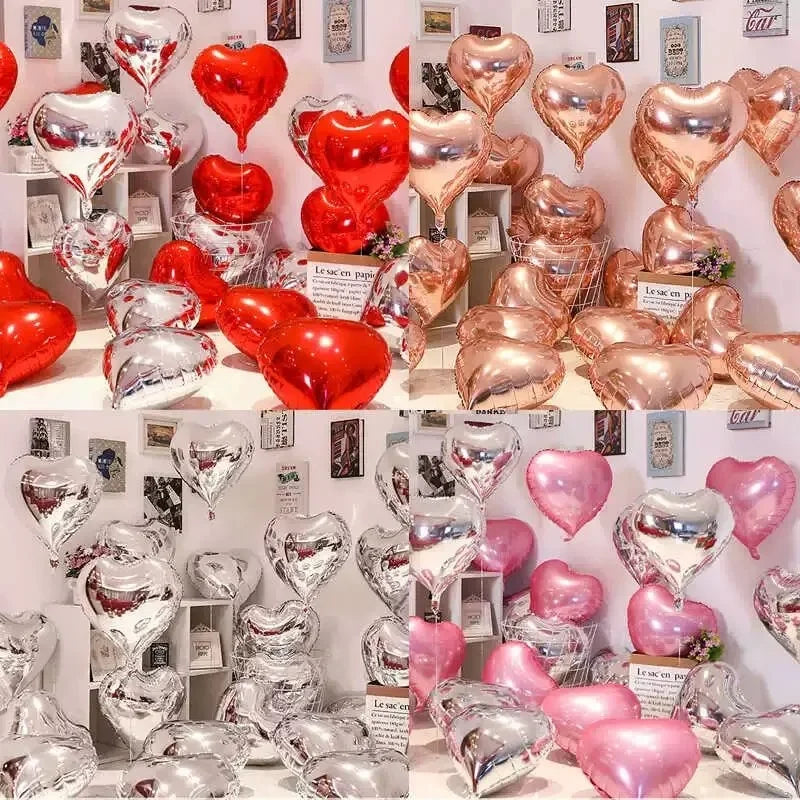 60-5PCS Red Heart Foil Balloons Inflatable Helium Balloon DIY Birthday Party Ornaments For Valentine's Day Wedding Party Gifts