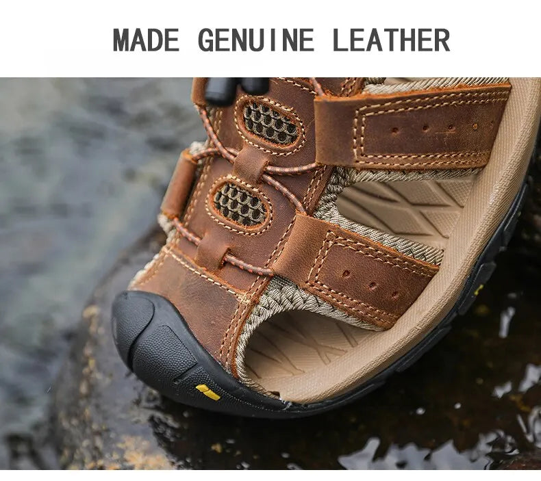 Genuine Leather Men Sandals Summer Men's Shoes Outdoor Water Shoes Leather Sandals For Men