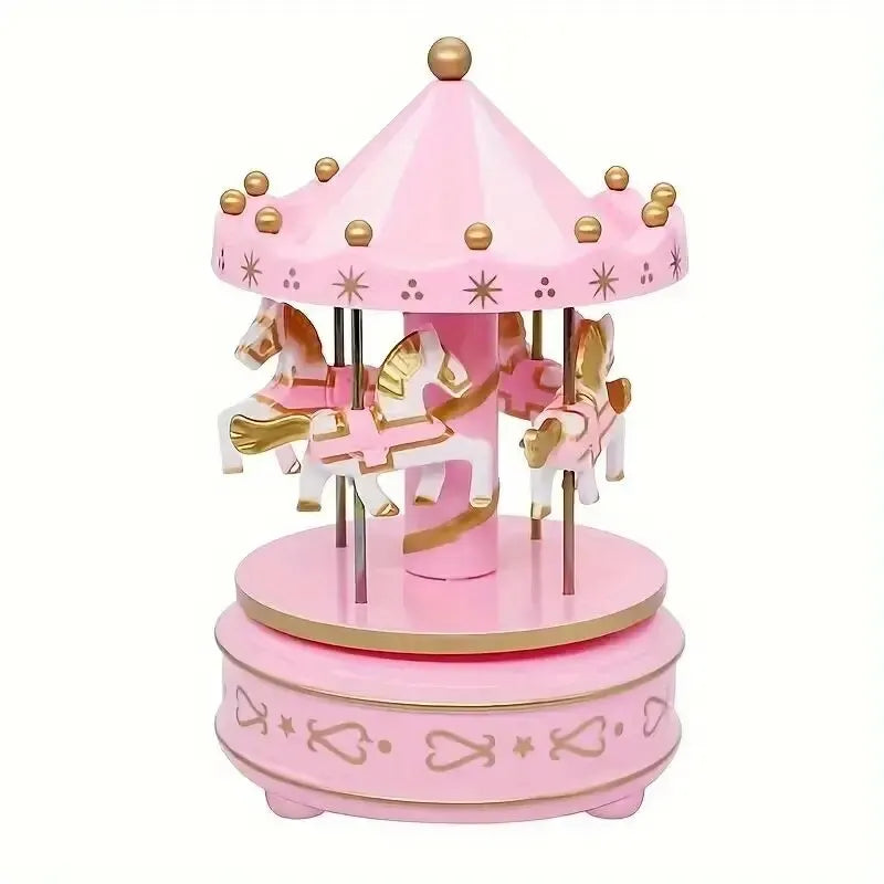 1pc Luxury Carousel Music Box 4 Horses Rotate Rotation Romantic Luxury Carousel Toys Handwork Music Box Gifts