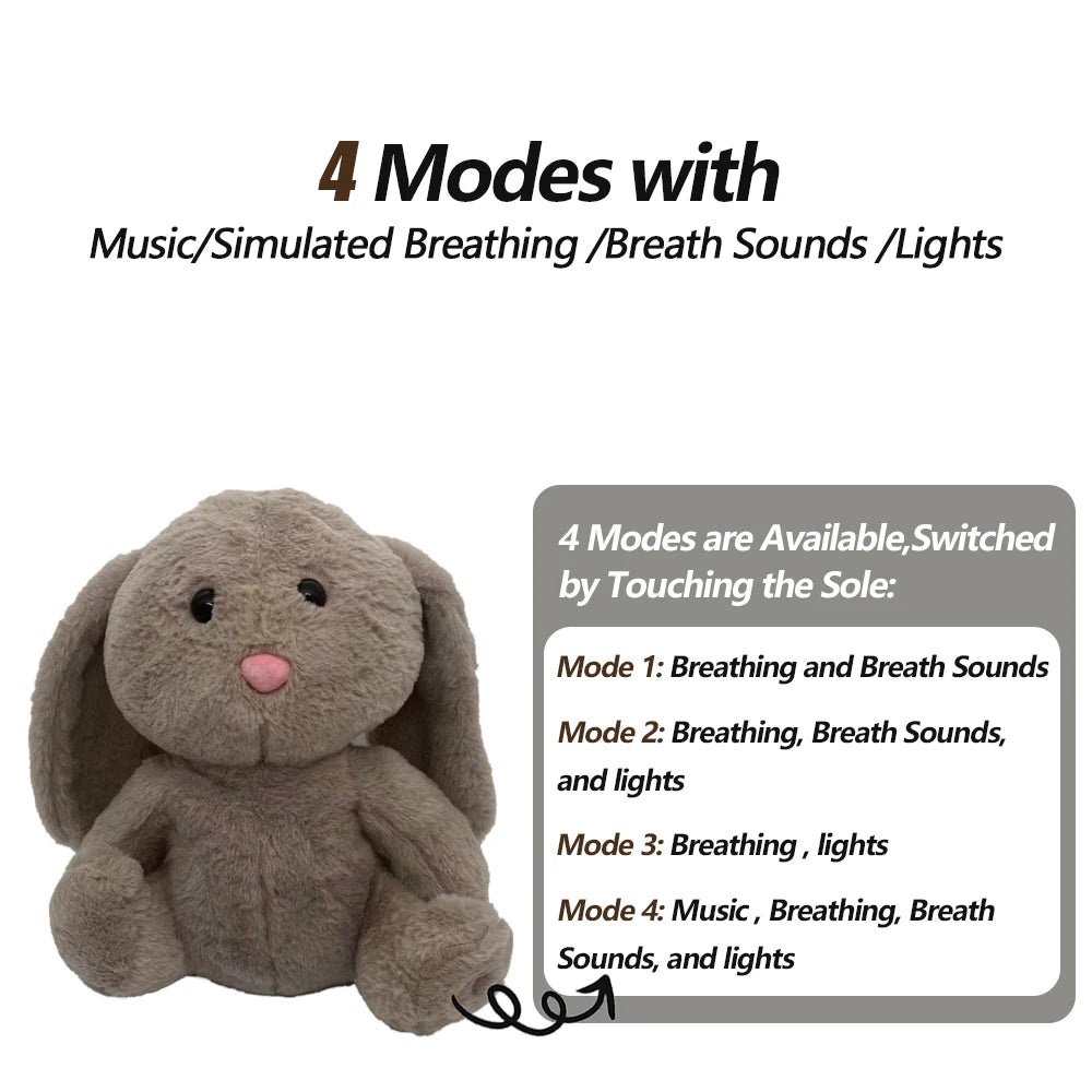 Breathing Bunny Plush Conciliate Doll comforter Peaceful Music toy with Relieve tension and anxiety for baby Bunny sleeping time