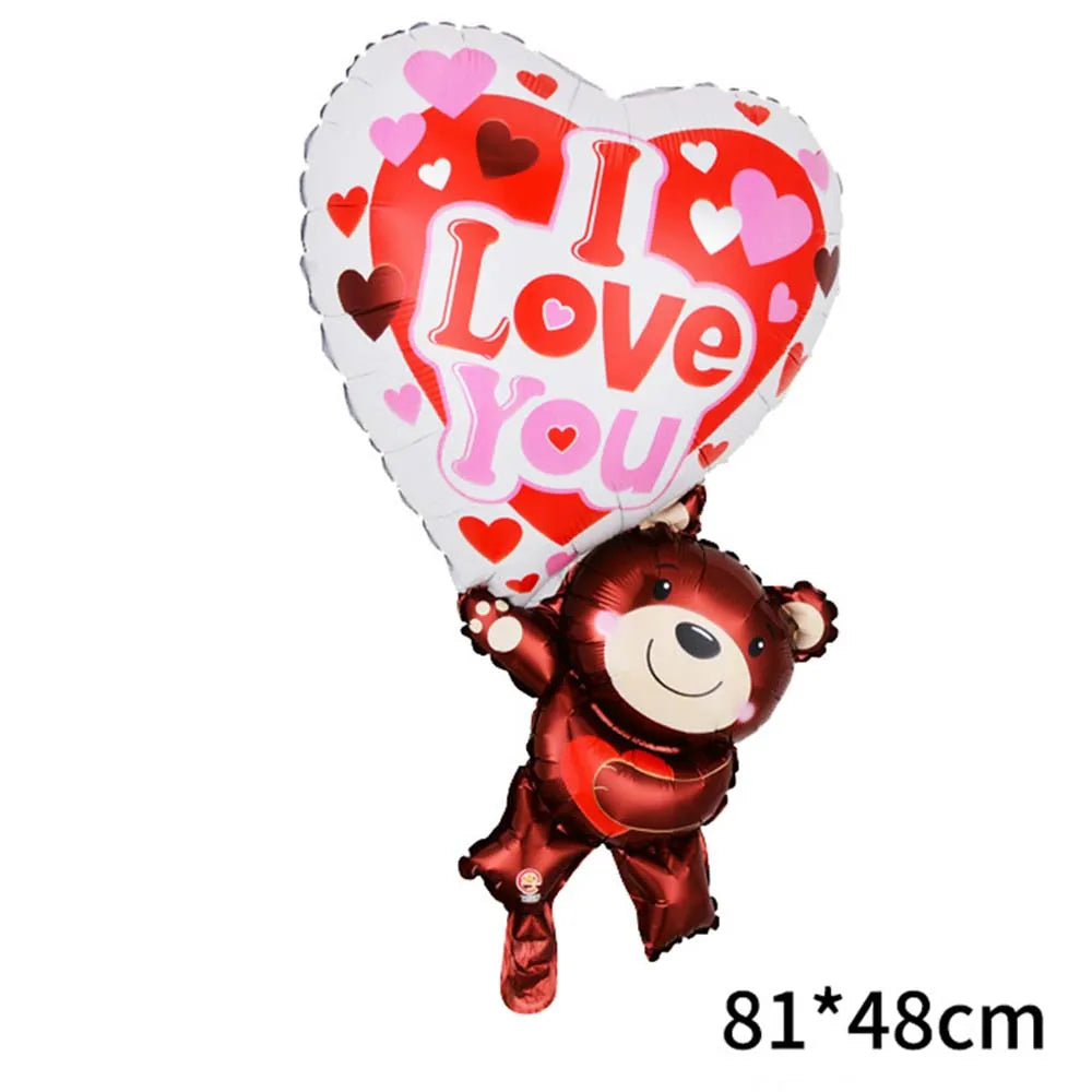 Large Valentine's Day Red Rose Balloons Rose Flower Shape Foil Balloons Mother's Day Valentine's Day Gift Decorations Balloon