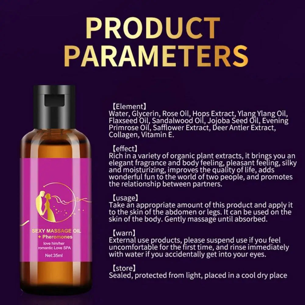 Pheromones Body Massage Oil Adult Natural Plant Rose Essence Romantic Couples Men And Women Can Use Push Oil