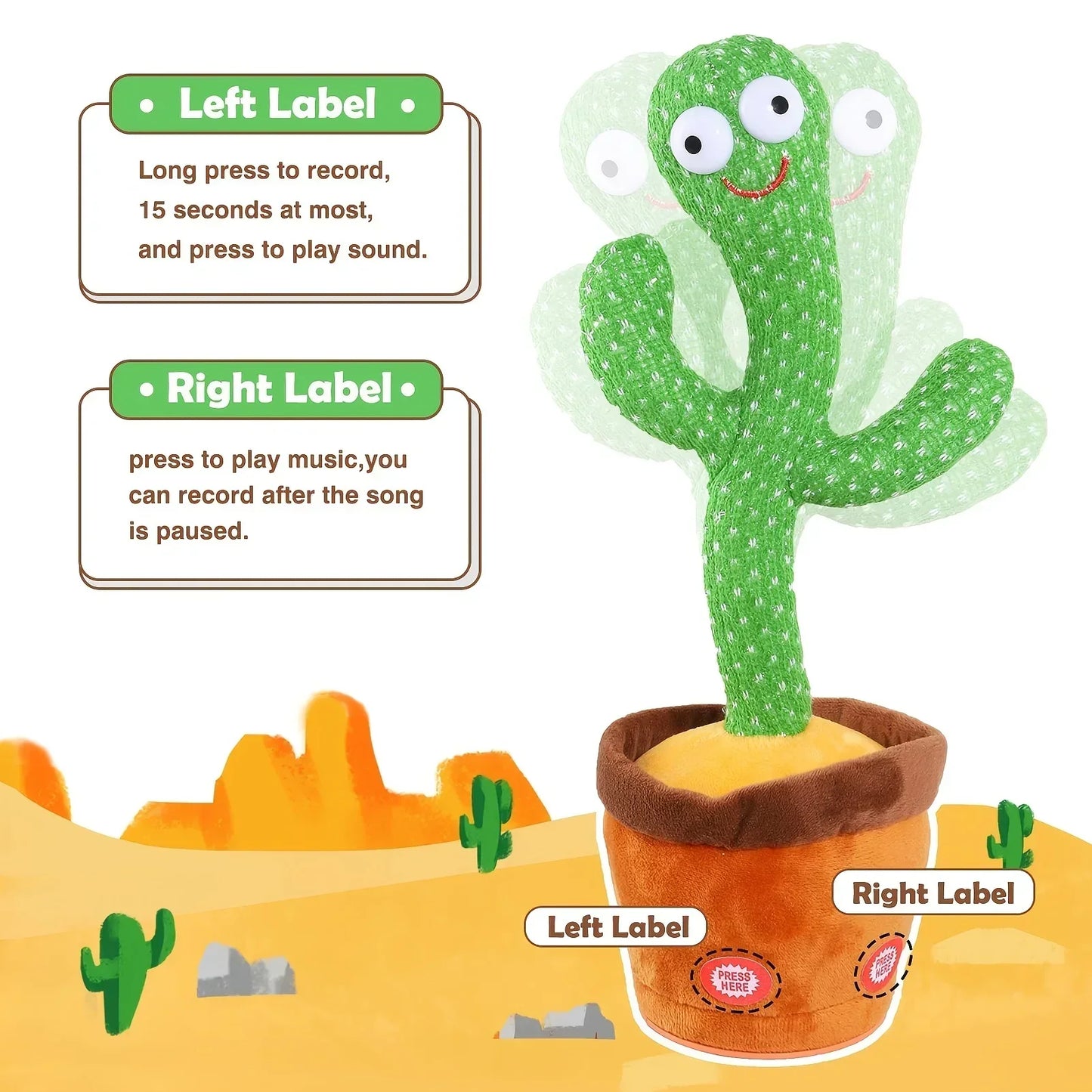 1pc Electronic Plush Toy Home Decoration for Children Xmas Gifts Dancing Talking Cactus Toys for Baby Boys and Girls