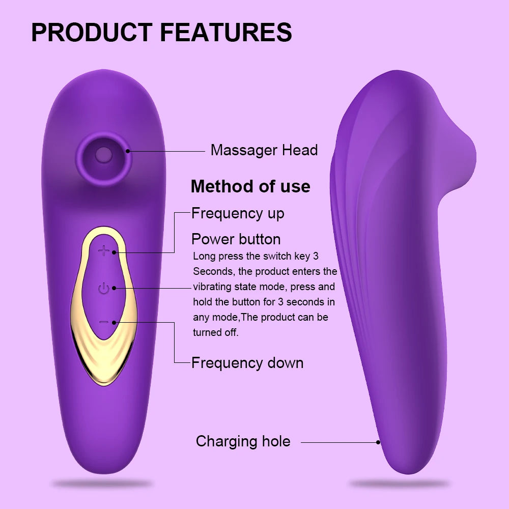 Sucking Tongue Vibrator For Women Powerful Clitoris Nipples Suction Stimulator 10 Vibration Modes Clitoral Massager Waterproof