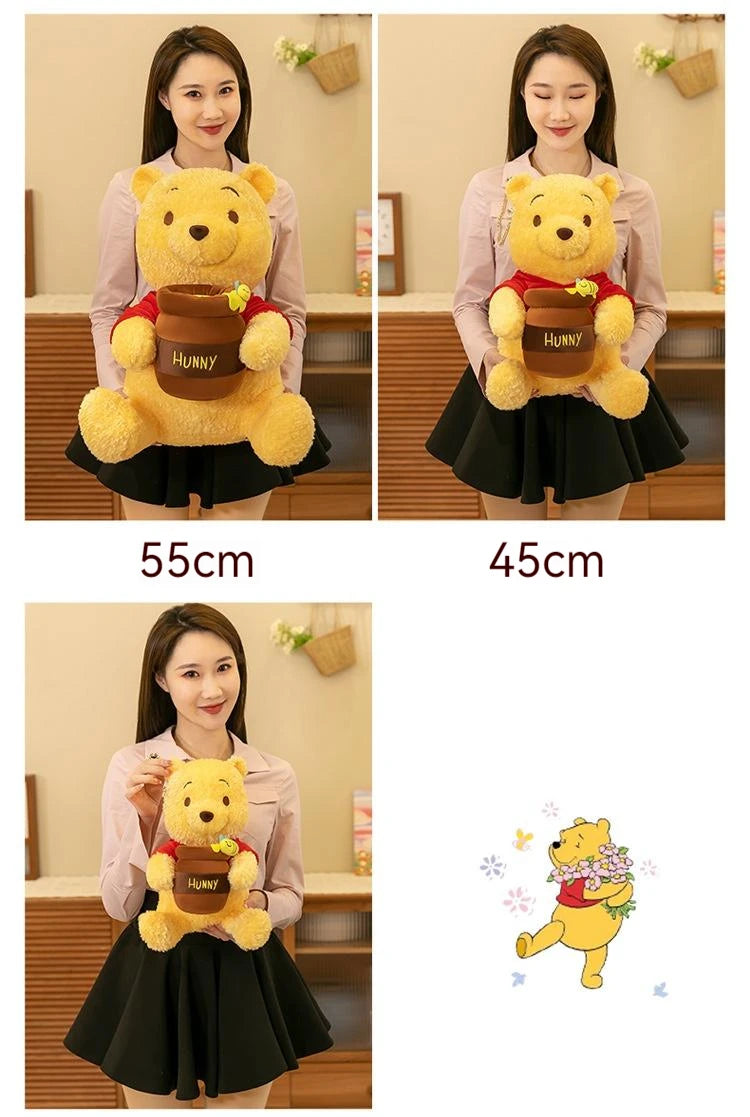 35-55cm Anime Disney Honey Jar Winnie The Pooh Soft Plush Toys Pooh Bear Stuffed Animal Dolls Children Kids Kawaii Birthday Gift