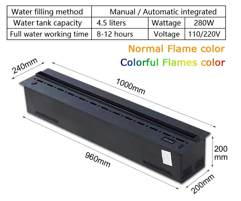 3D Atomizing Fireplace For Living Room Multi-color Fake Flame Electronic Fireplace Home Remote Control Water Steam Fireplace